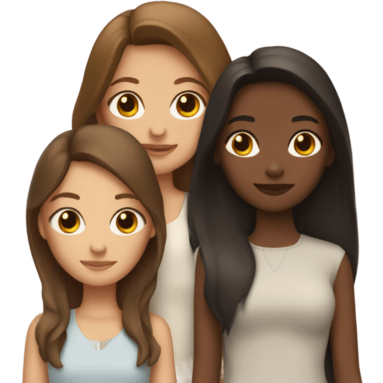 3 girls brunette hair  emoji