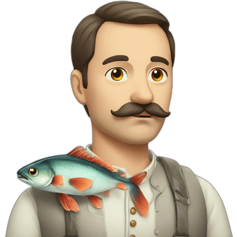 russian moustache husband with fish emoji