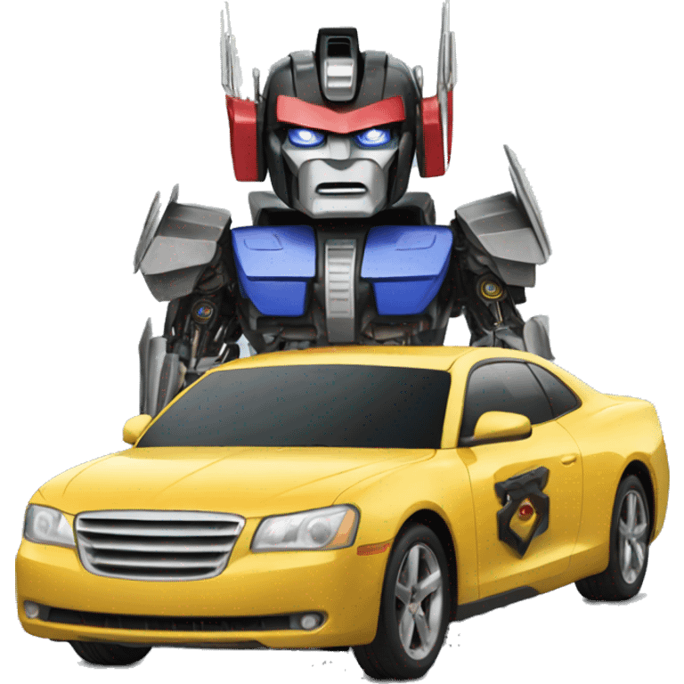 Transformer driving a ted car emoji