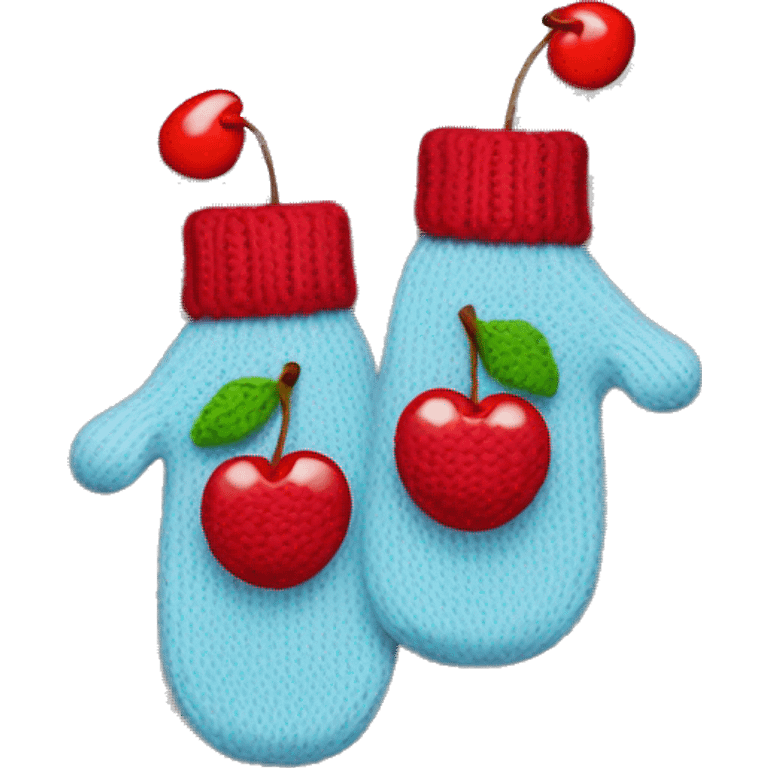 Knitted mittens with cherry design emoji