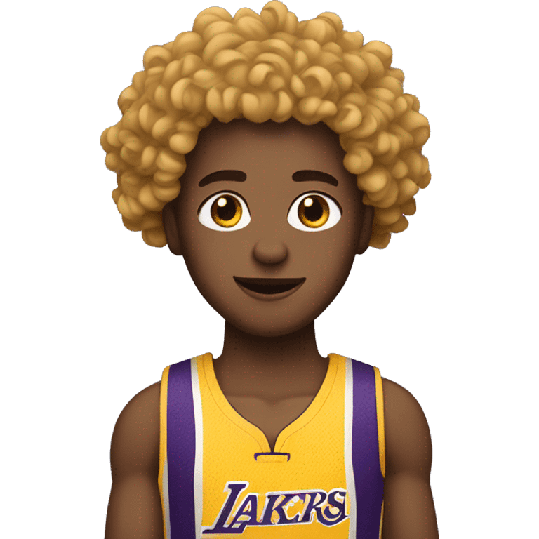 person with curly hair with a yellow lakers jersey on emoji