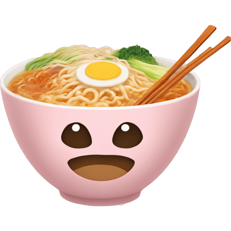 Ramen in a light pink bowl emoji