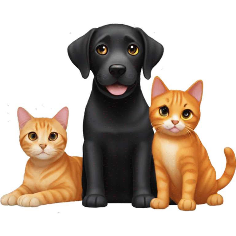 Black lab and orange tabby cat emoji