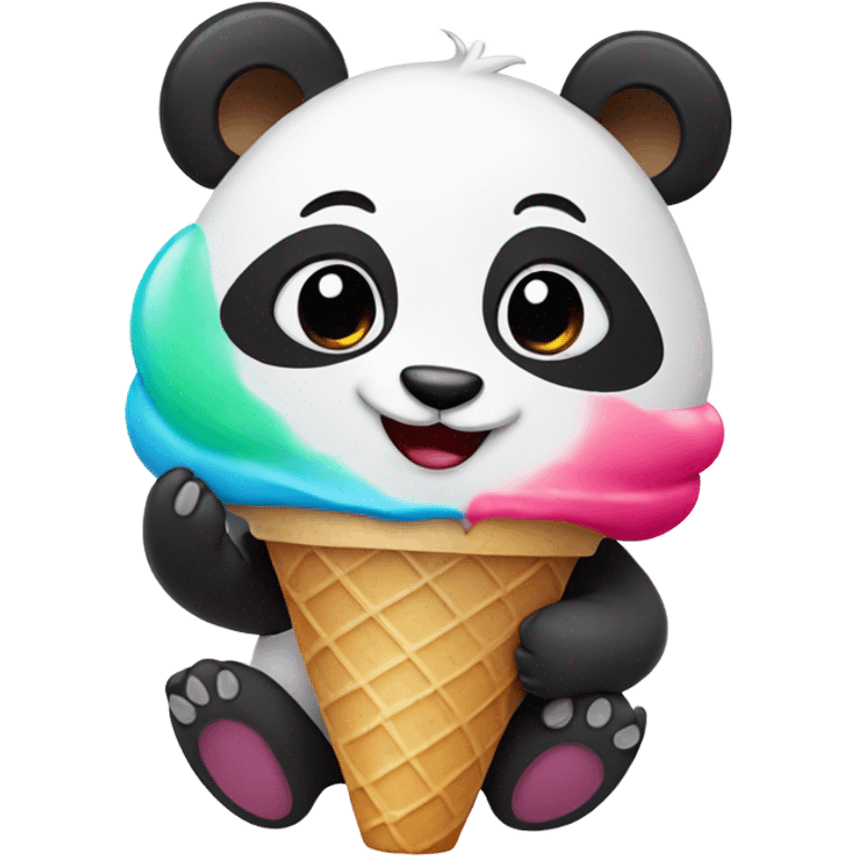 Panda eating ice cream emoji