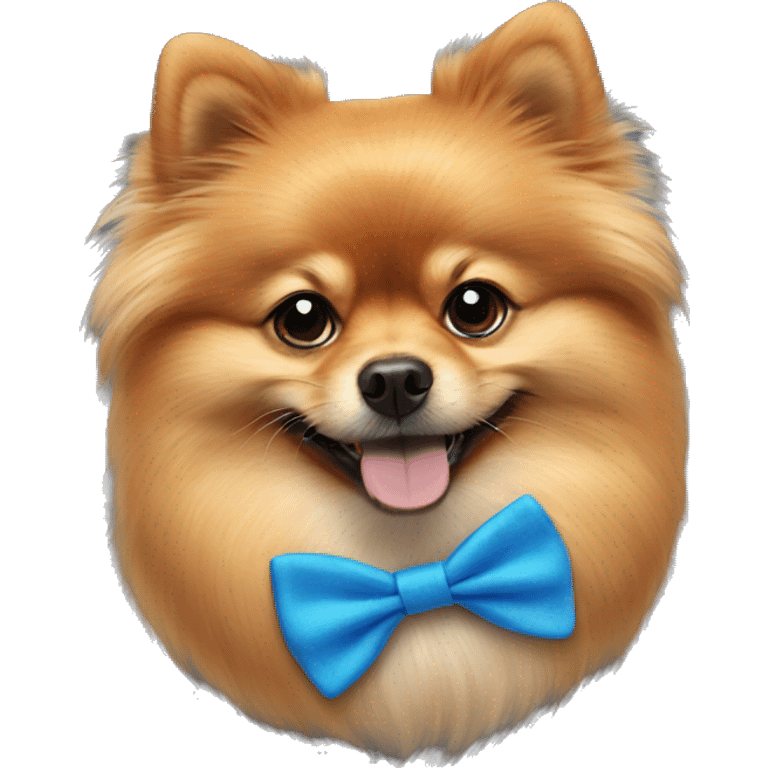 Ginger Pomeranian with blue bow tie  emoji