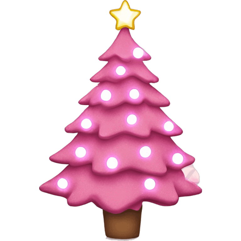 Pink Christmas tree with white lights and ornaments  emoji