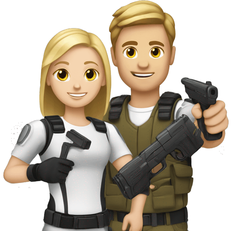 white boy and white girl playing lasertag emoji