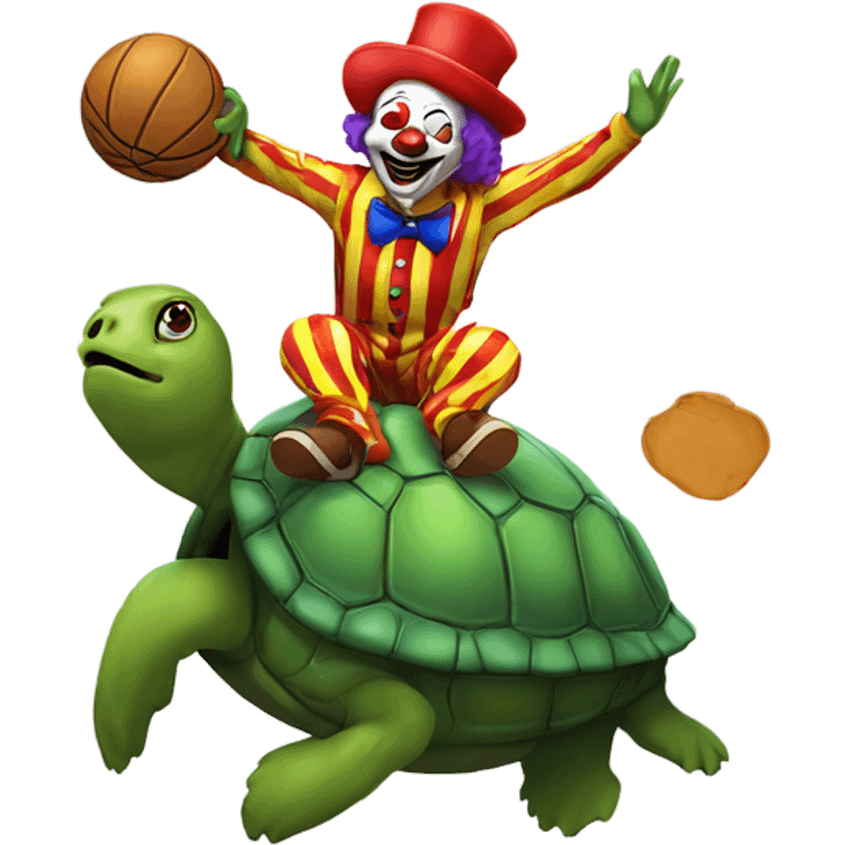 Clown dunking on a turtle emoji