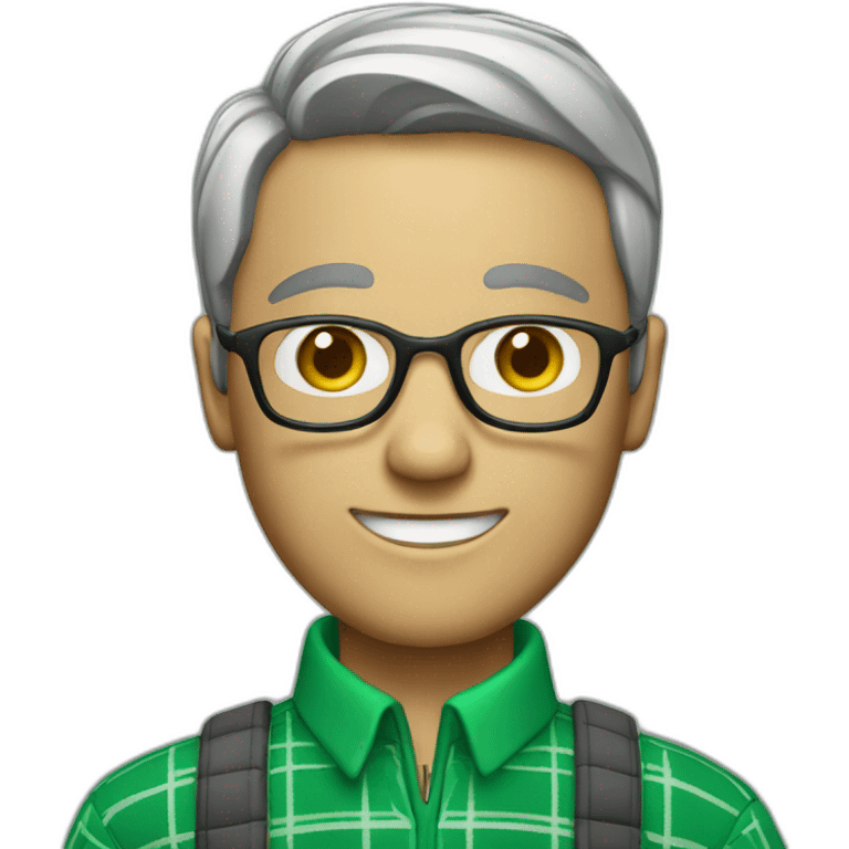 Man wearing green checkered jumper with shirt  emoji