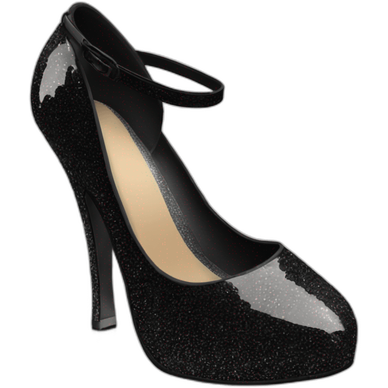 high heels dance shoes black and shimmer emoji