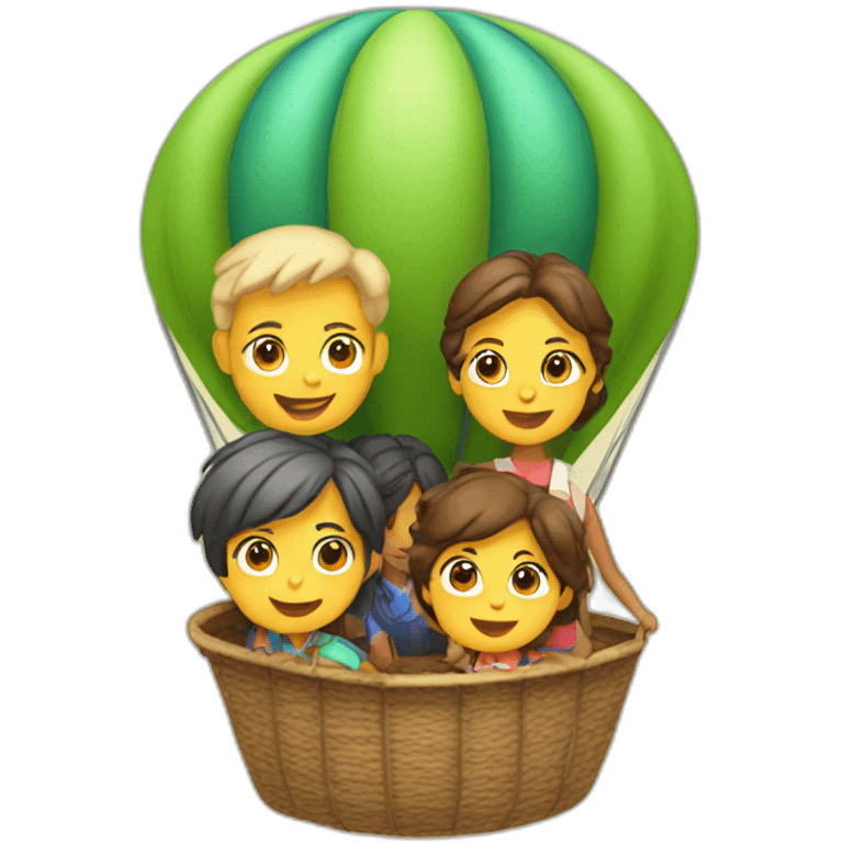 family of four in a hot air balloon emoji