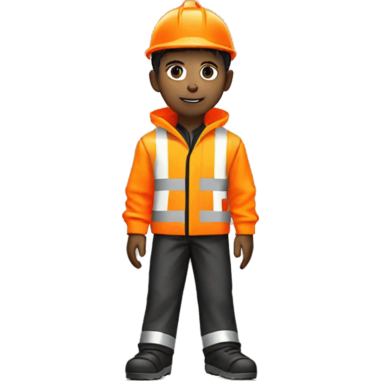 Anime boy in high vis jacket and high vis pants with traffic cone emoji