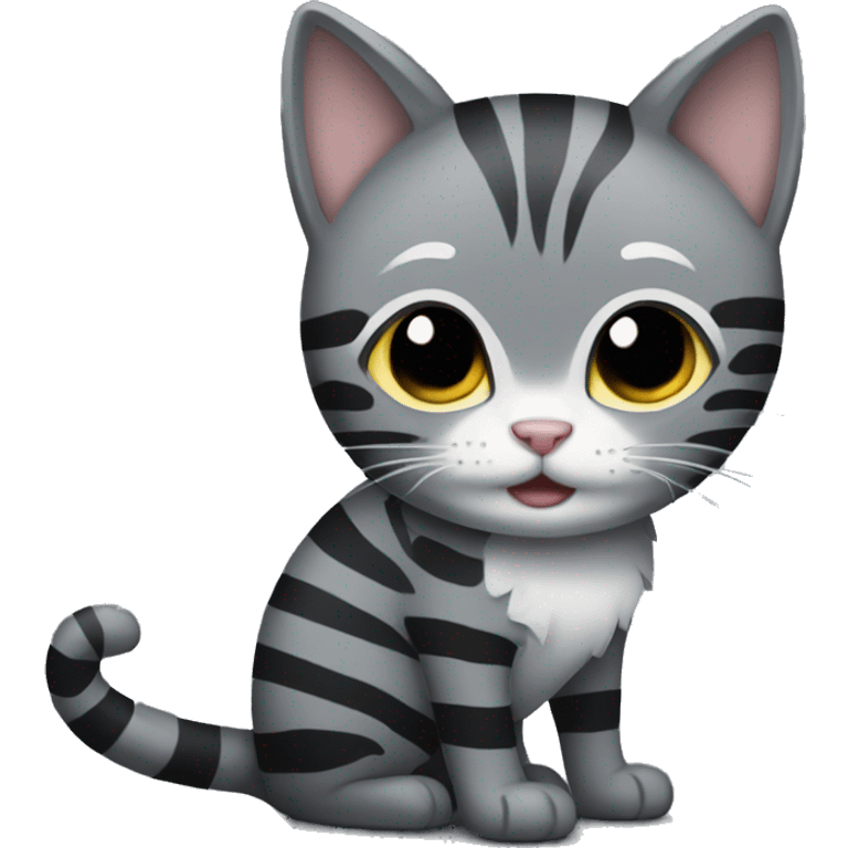 Grey and black cat with stripes emoji