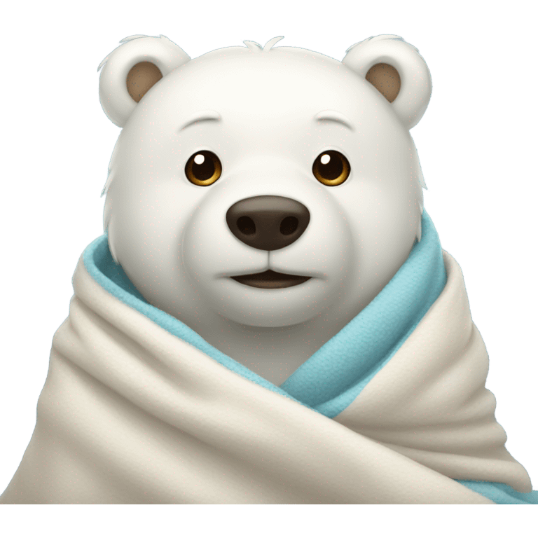 white bear cozy in blanket emoji