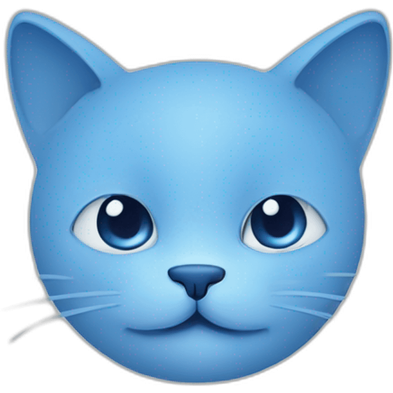 Blue simplistic sketch of a cute cat face emoji