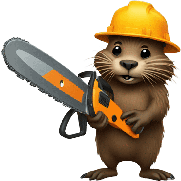 Beaver holding a chainsaw with dreadlocks  emoji