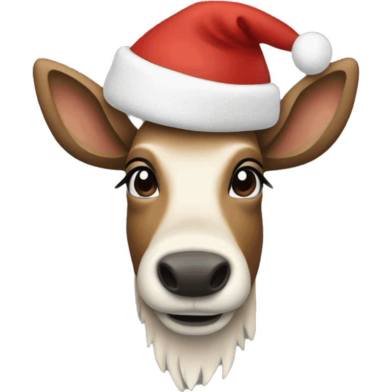 reindeer wearing Santa hat emoji