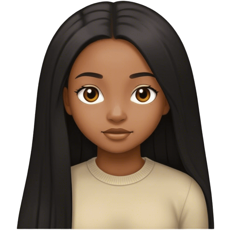 Black girl long straight hair emoji