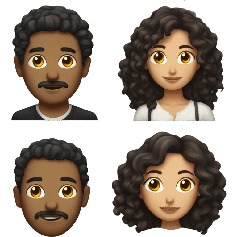 a light mexican woman with a dark mexican man with curly hair emoji