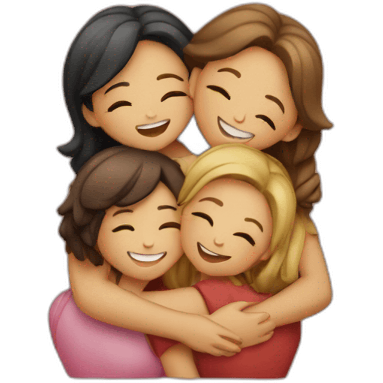 Four girls hugging in group  emoji