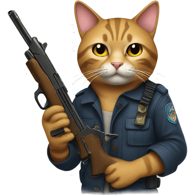 Cat holding gun emoji