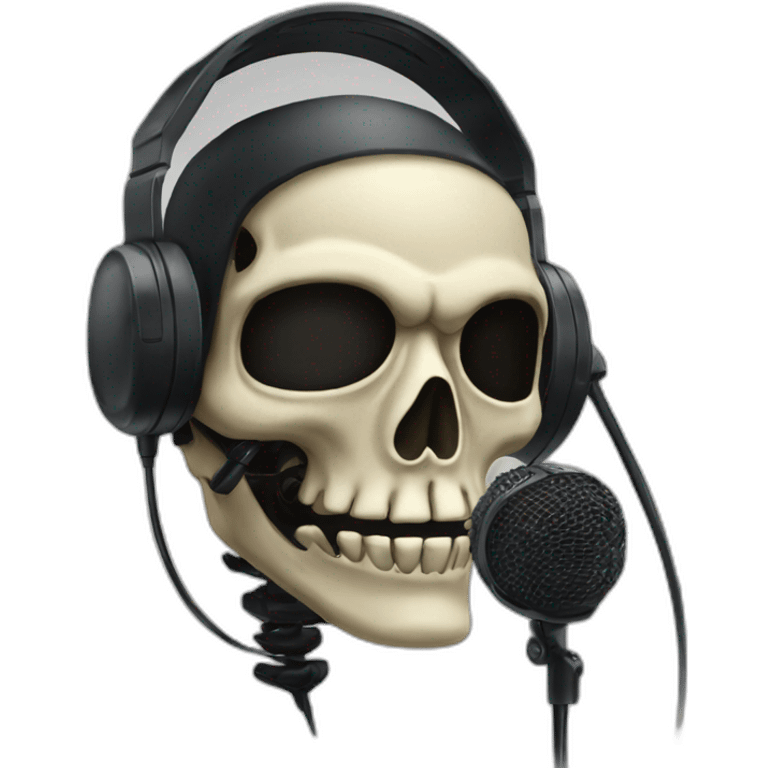 Military Skeleton mask with a long black mask underneath it and headset with a microphone emoji