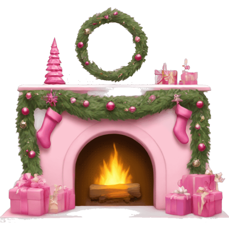 Pink Christmas mantle  emoji