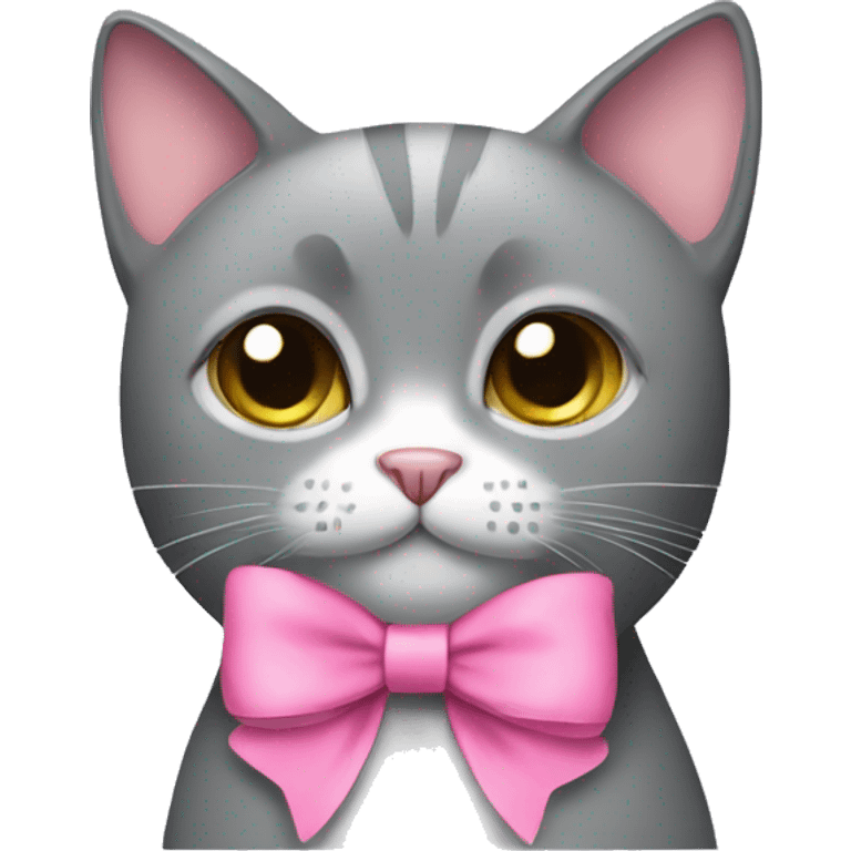 Grey cat with pink bow emoji