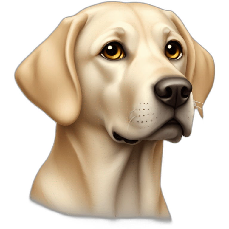 Labrador-noir-oreilles droites et lèvres relevées emoji