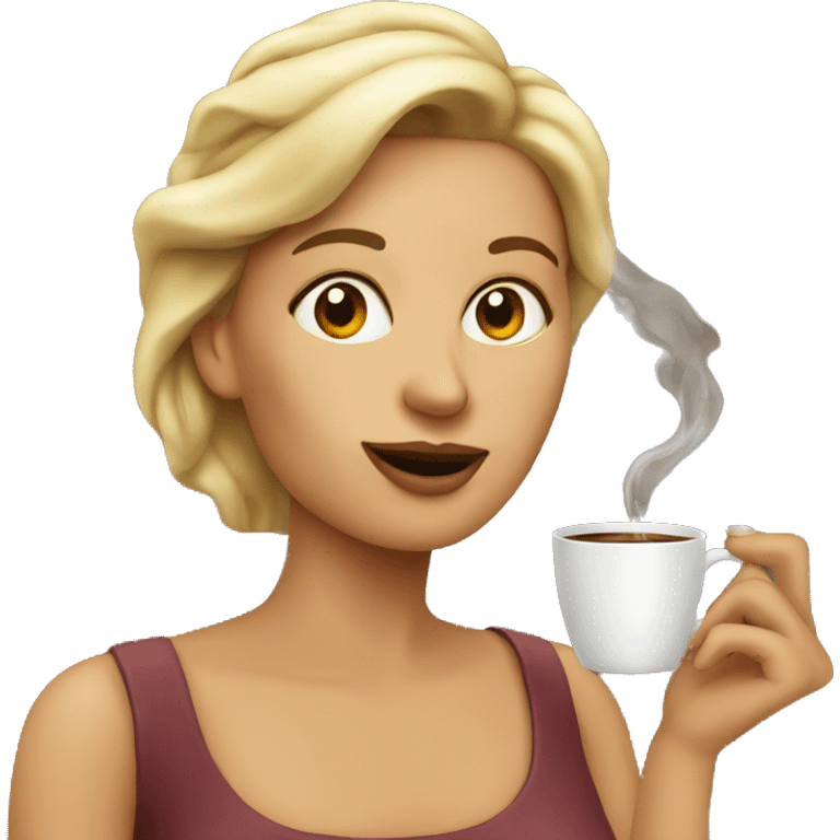 woman smoking cigarette and drinking coffee emoji