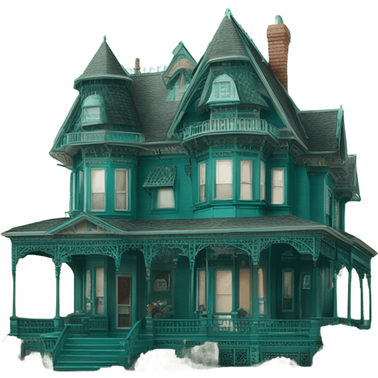 Teal Victorian house emoji