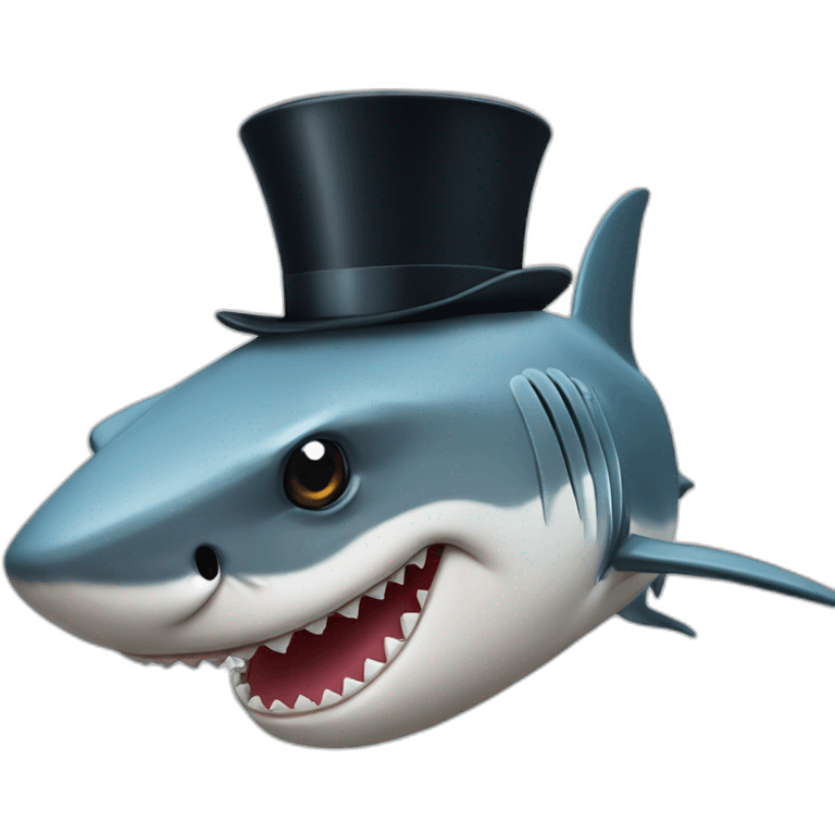 Shark with a top hat emoji