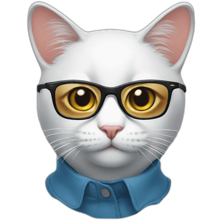 The cat with glasses shows the fact emoji