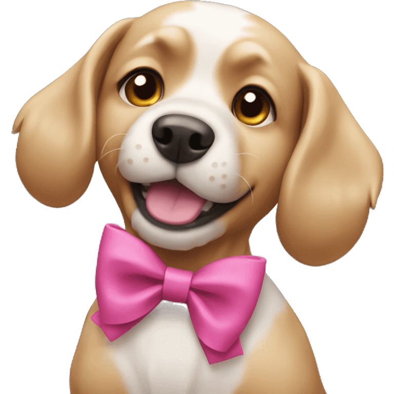 Dog with a pinck bow on him emoji