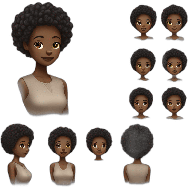 woman with black skin and natural hair african with classic wear emoji