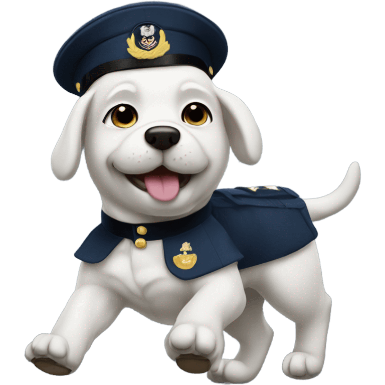 Dog marching in navy uniform  emoji