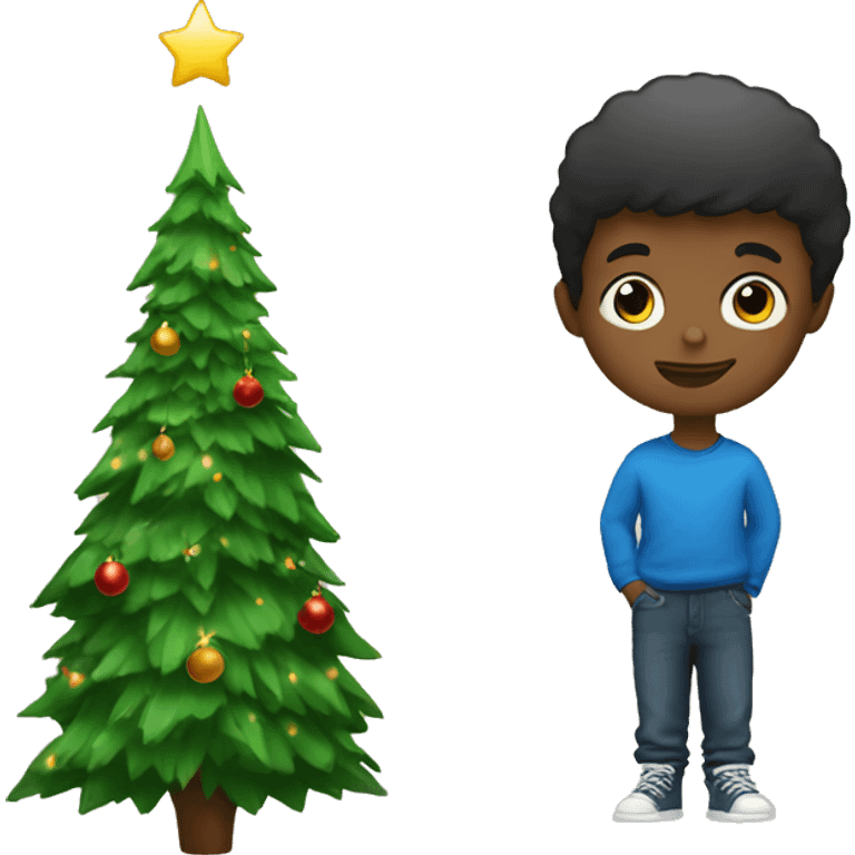 Small boy and Christmas tree  emoji