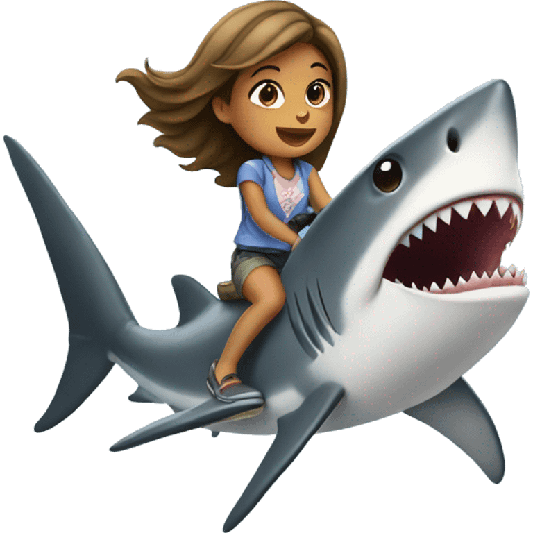 girl riding a shark emoji