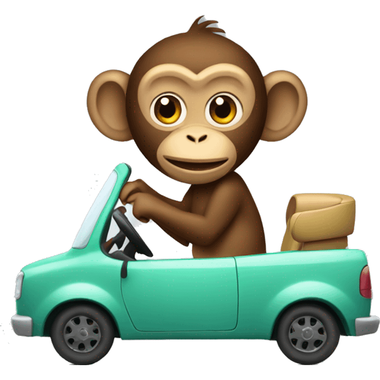 Monkey driving car emoji