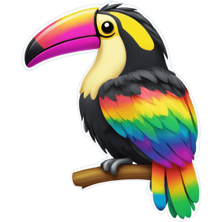 Lisa frank toucan with rainbow feathers emoji