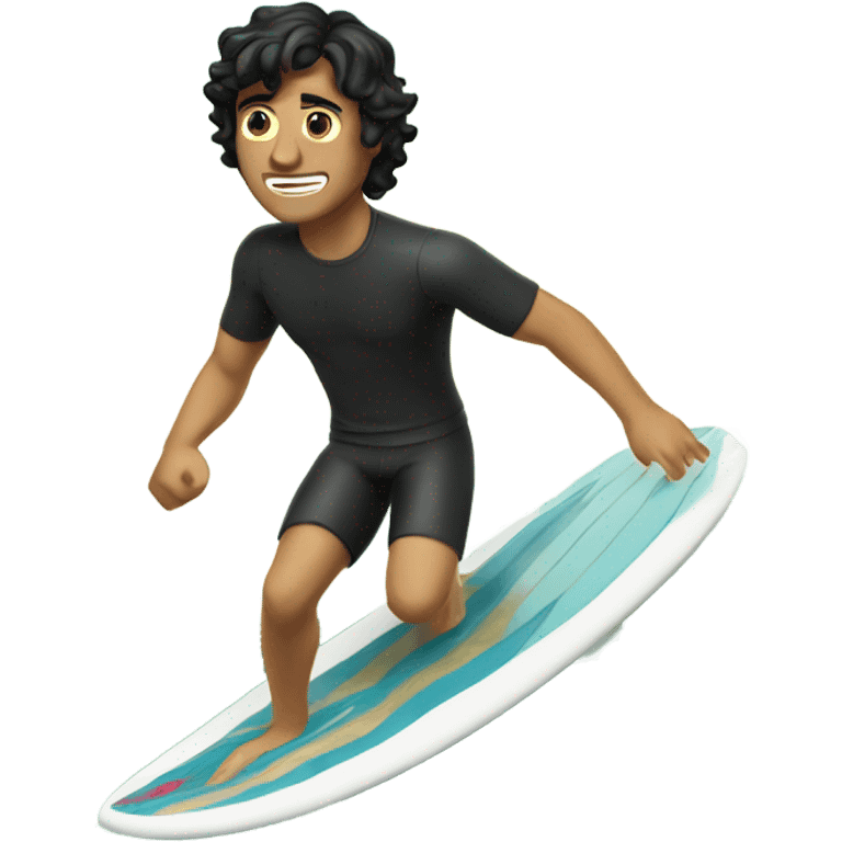 Dark haired guy surfing in Mexico ￼ emoji