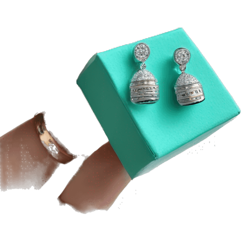 Silver earrings in a Tiffany box emoji