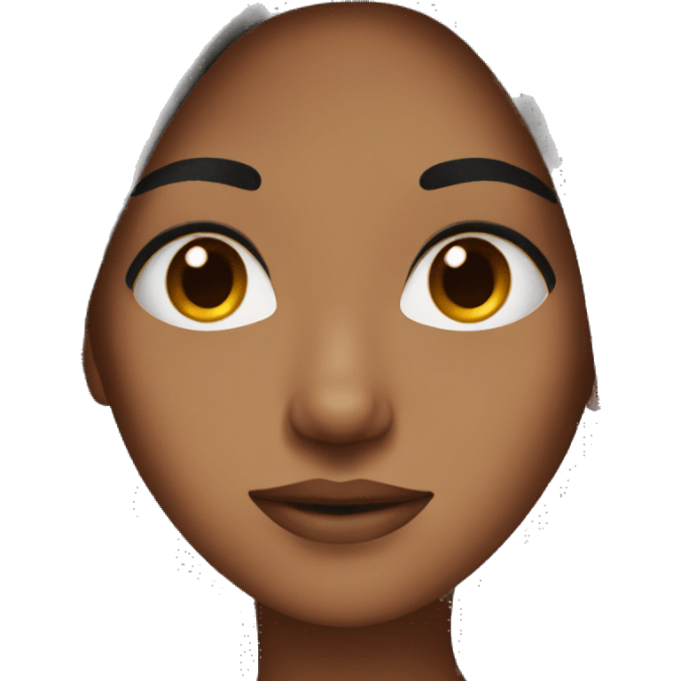 Brown skin woman with black straight hair and big brown eyes emoji