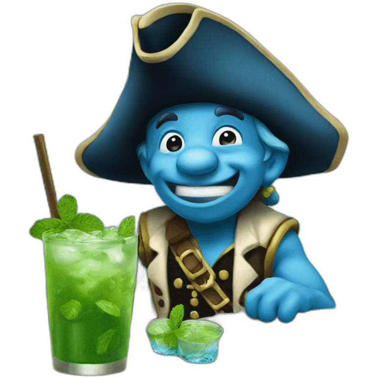 smurf pirate drinking mojito emoji