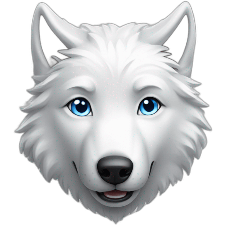 Happy White Wolf blue eyes short hairs emoji