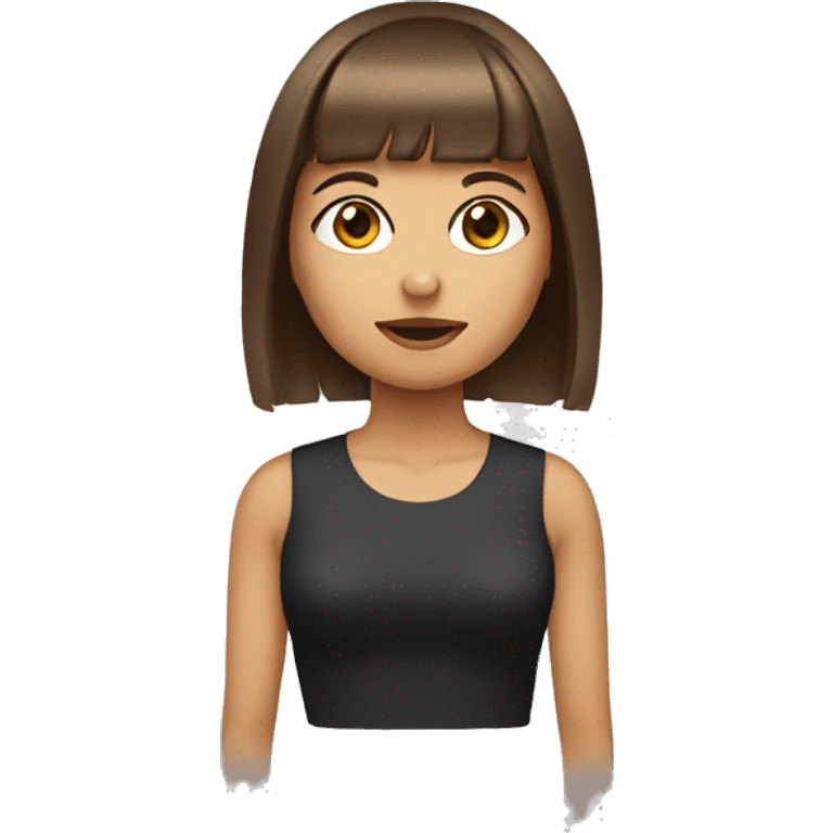 brown hair brown eyes woman with bangs emoji