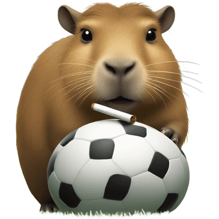 Capybara smoking a cig while playing soccer emoji