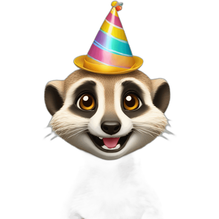 laughing meerkat with birthday hat emoji