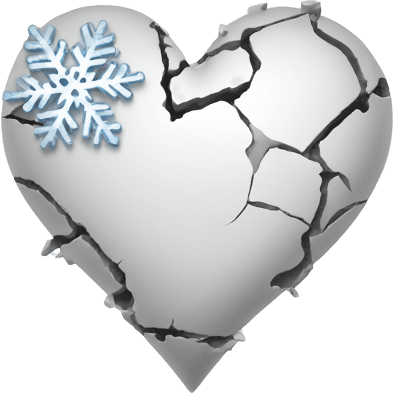 White heart with a fracture and snowflakes emoji