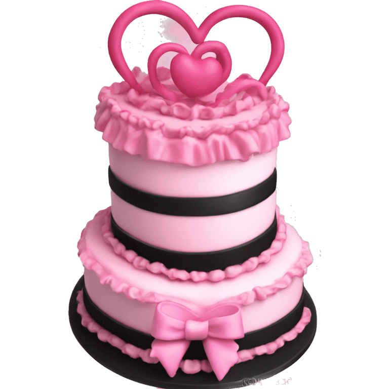 Birthday cake heart ruffles pink coquette black pink emoji